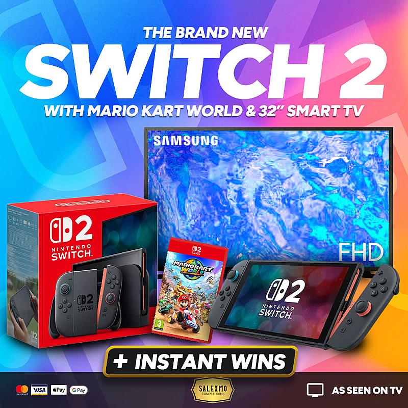 LATEST NINTENDO SWITCH 2 BUNDLE PLUS 32" TV PLUS CASH INSTANT WINS 4/8/25