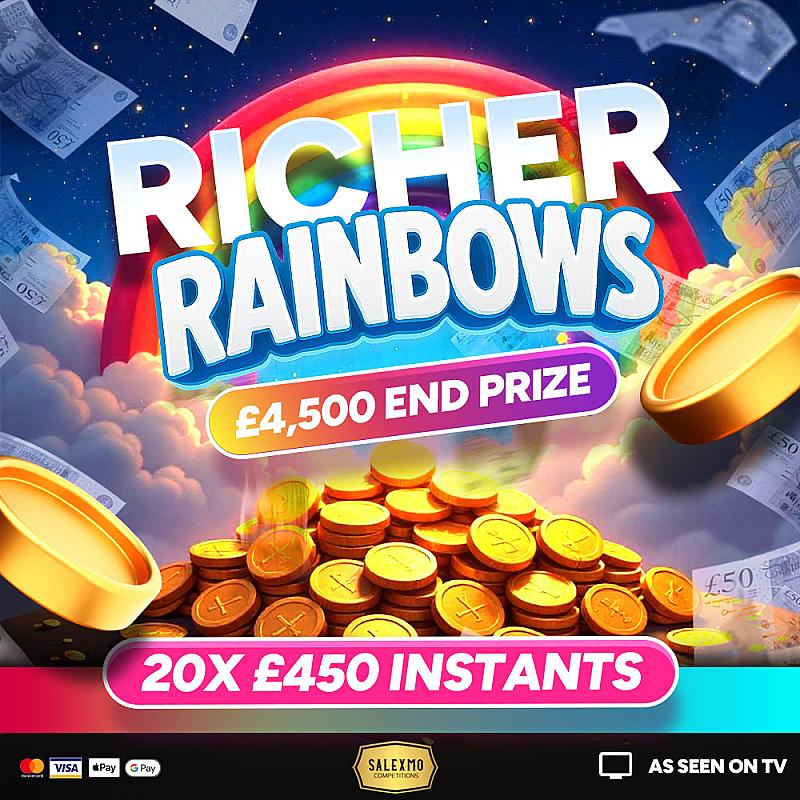 £4500 MAIN PRIZE PLUS CASH INSTANT WINS 25/8/25