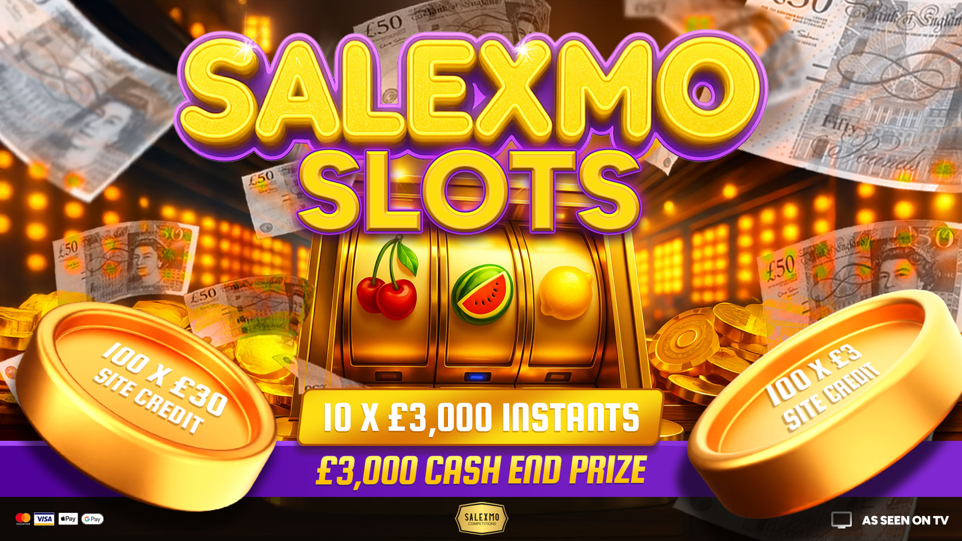 SALEXMO SLOTS £3000 END PRIZE, WIN UPTO £3000 INSTANTLY 