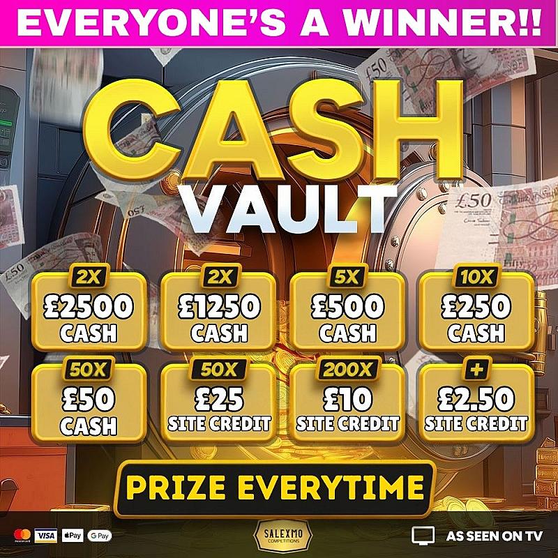 EVERY TICKET WINS WITH SALEXMO'S PRIZE EVERYTIME, £2500 END PRIZE 1/9/25