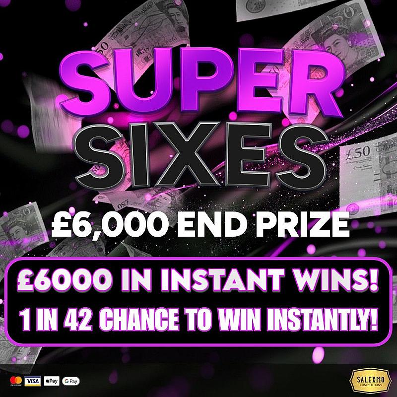 £6000 MAIN PRIZE WITH A 1 IN 42 CHANCE TO WIN INSTANTLY 9/10/25