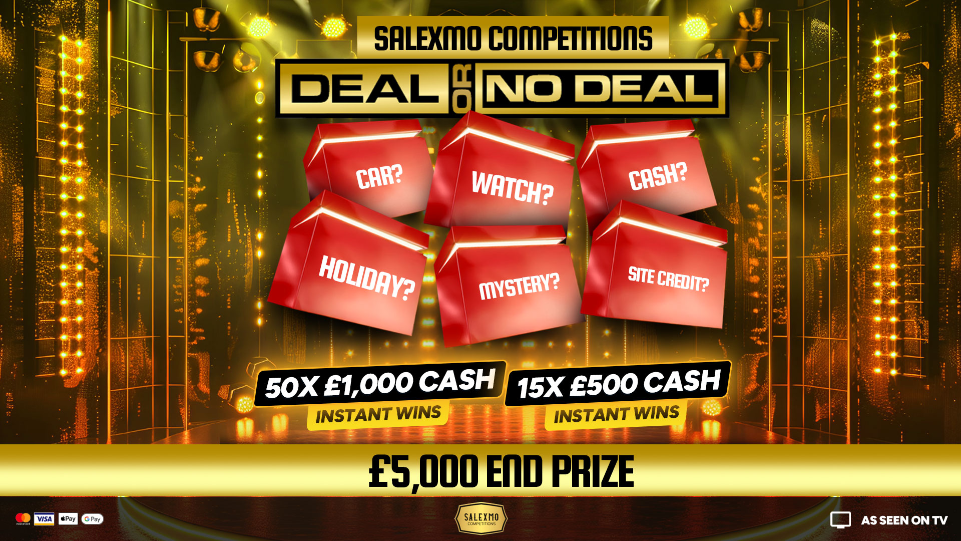 DEAL OR NO DEAL £5000 END PRIZE PLUS CASH INSTANT WINS 16/10/25