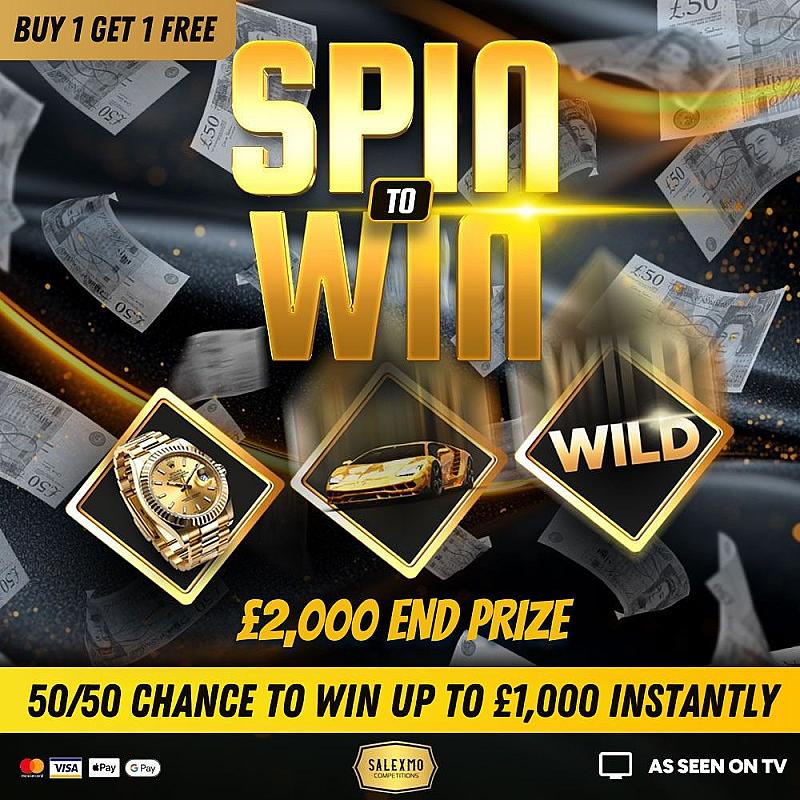 50/50 SPIN TO WIN, £2000 END PRIZE 6/11/25
