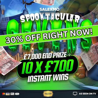 SPOOKY SEVENS WITH A £7000 END PRIZE PLUS CASH INSTANT WINS 13/10/25