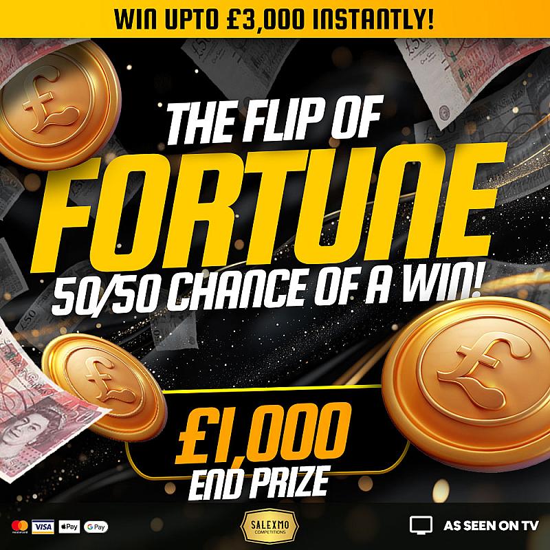 50/50 CHANCE TO WIN A PRIZE WITH £1000 CASH END PRIZE 8/12/25