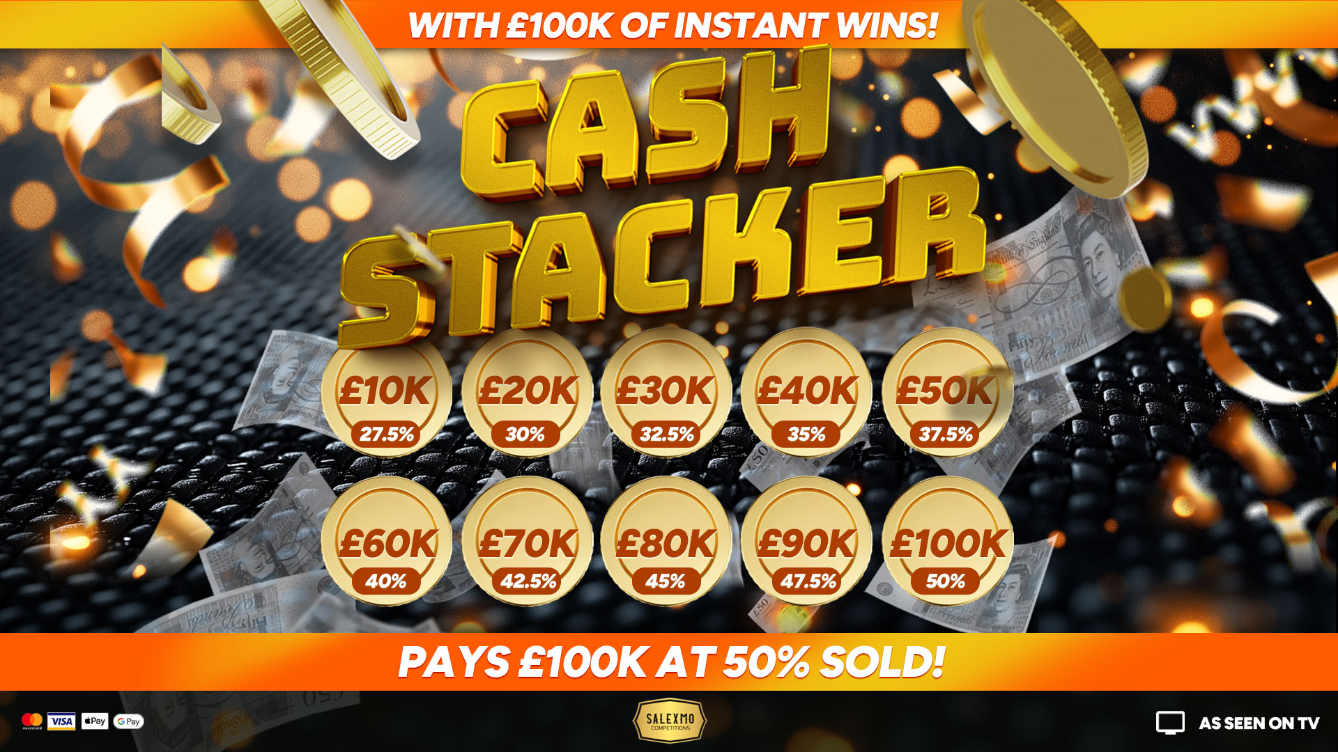 SALEXMO CASH STACKER, WIN UPTO £100,000 CASH PLUS £100K IN INSTANT WINS 5/3/26