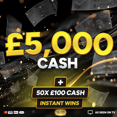 £5,000 CASH PLUS 50 x £100 CASH INSTANT WINS FOR 19P 2/3/26