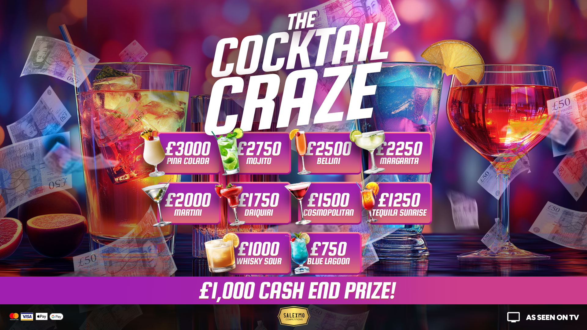 FIND THE COCKTAILS TO WIN INSTANTLY PLUS £1000 CASH END PRIZE 26/3/26