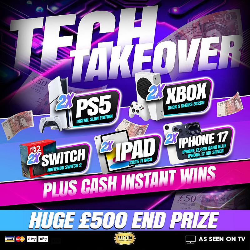 THE TECH TAKEOVER INSTANT WIN COMP WITH £500 CASH END PRIZE, 1/5/26