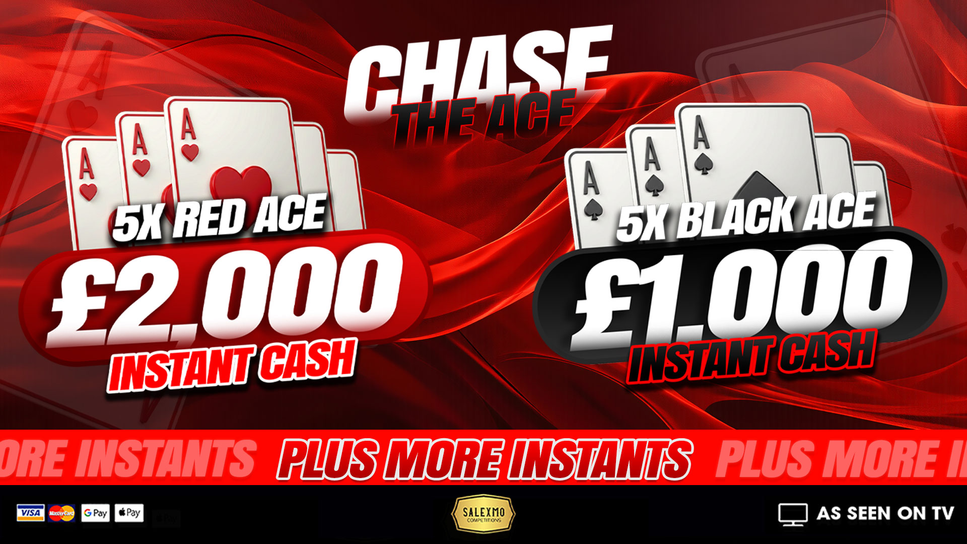 FIND THE ACES TO WIN BIG, £500 CASH END PRIZE 15/6/26