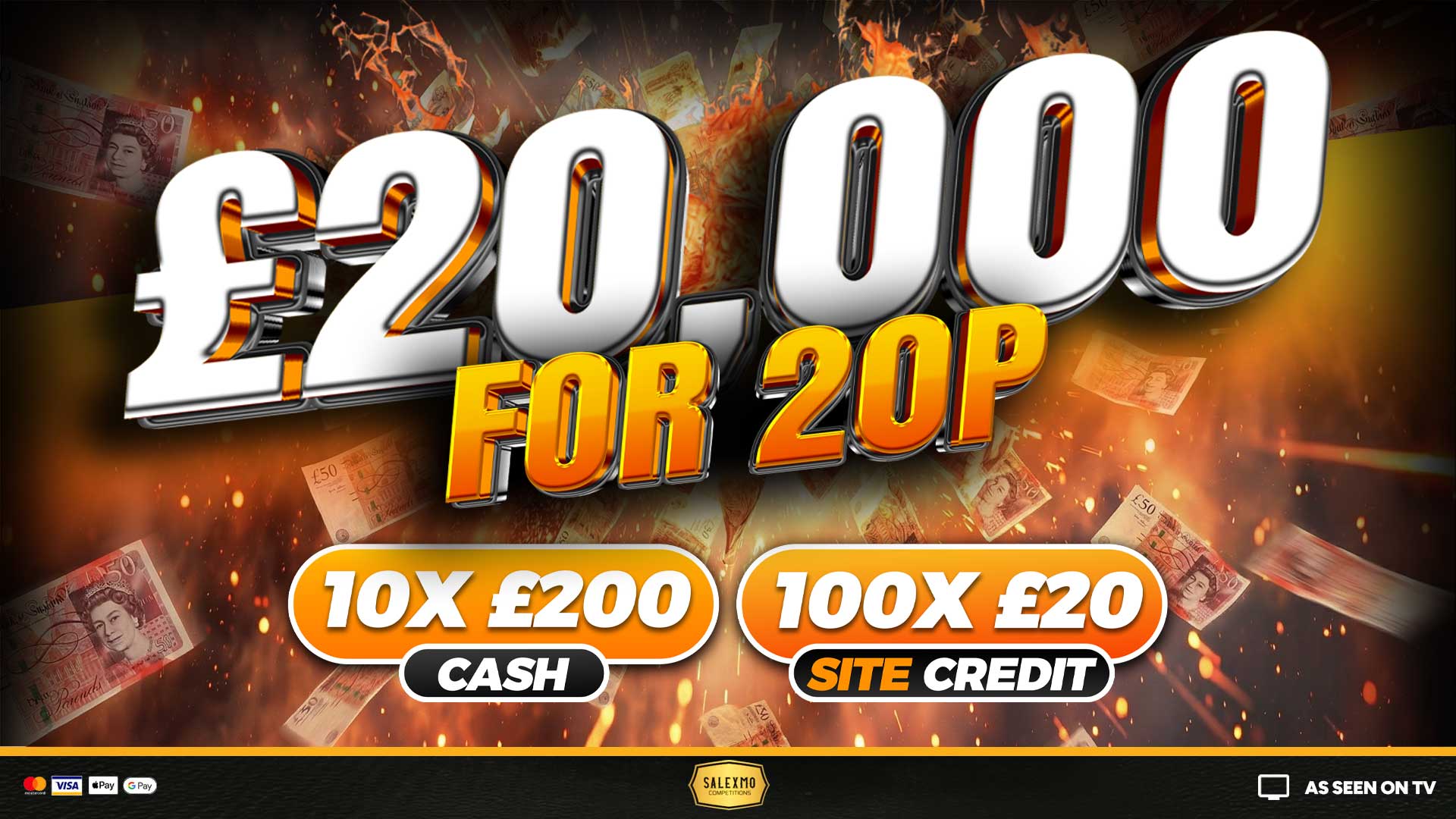 £20,000 CASH FOR JUST 20P,  PLUS CASH INSTANT WINS 26/6/26