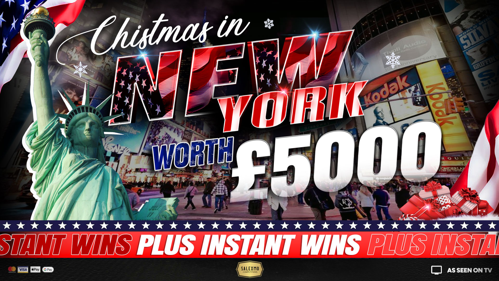 £5,000 TRIP TO NYC, PLUS £5,000 CASH INSTANT WINS 23/7/26