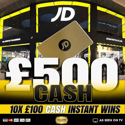 £500 JD VOUCHER WITH 10 X £100 CASH INSTANT WINS 21/8/26