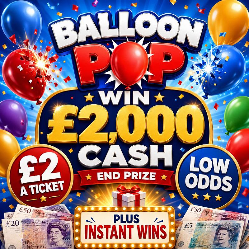 SUPER LOW ODDS £10,000 PRIZE POT WITH A £2,000 CASH END PRIZE 17/9/26