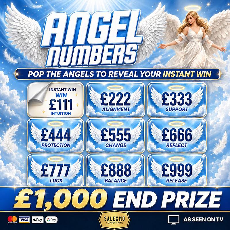 ANGEL NUMBERS £1000 MAIN PRIZE PLUS INSTANT WINS 6/10/26