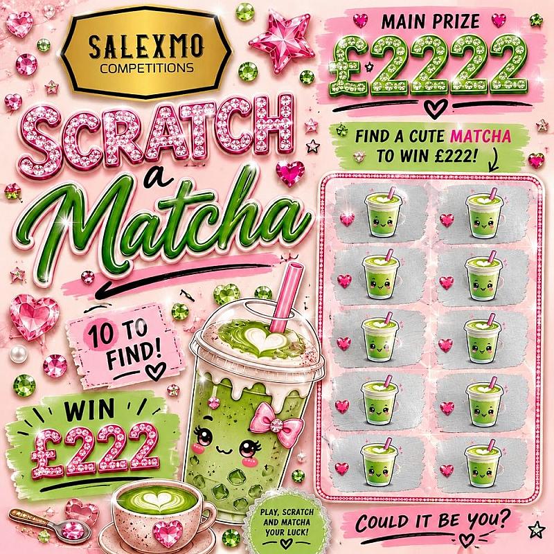 SCRATCH A MATCHA £2,222 END PRIZE 30/9/26