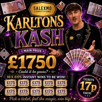 KARLTON'S KASH!!, £1,750 END PRIZE PLUS KASH INSTANT WINS 15/10/26