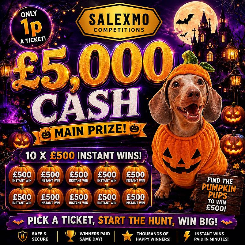 🎃 £5,000 CASH FOR A PENNY 🎃, PLUS 10 X £500 CASH INSTANT WINS 19/10/26