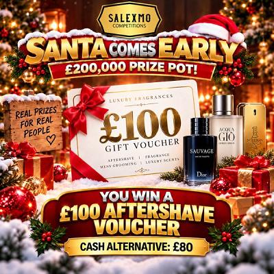 🎁 £100 AFTERSHAVE VOUCHER OR £80 CASH ALTERNATIVE 🎅